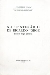 NO CENTENARIO DE RICARDO JORGE