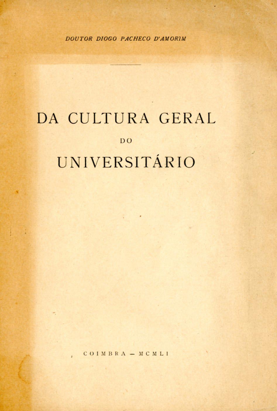 DA CULTURA GERAL DO UNIVERSITARIO