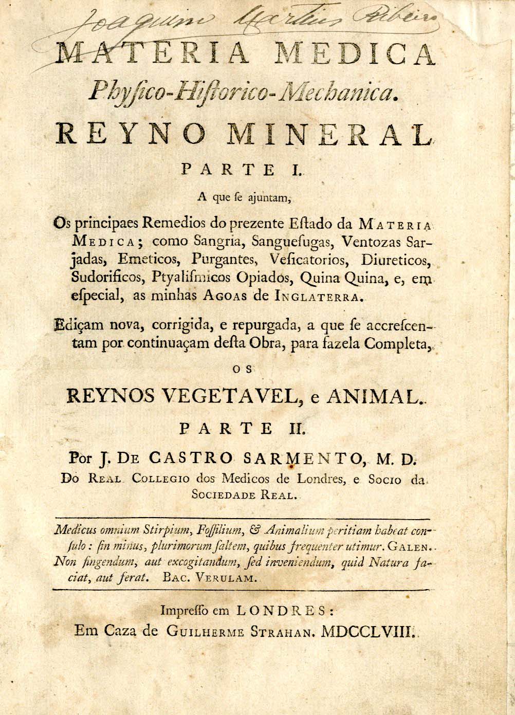 MATERIA MEDICA Physico-Historico-Mechanica