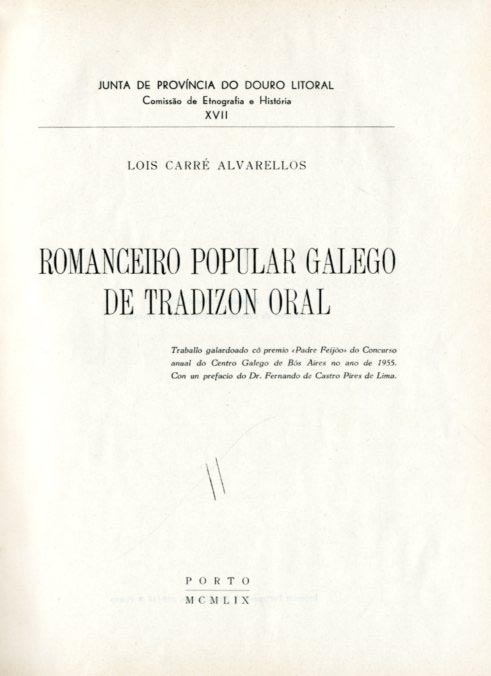 ROMANCEIRO POPULAR GALLEGO DE TRADIZION ORAL