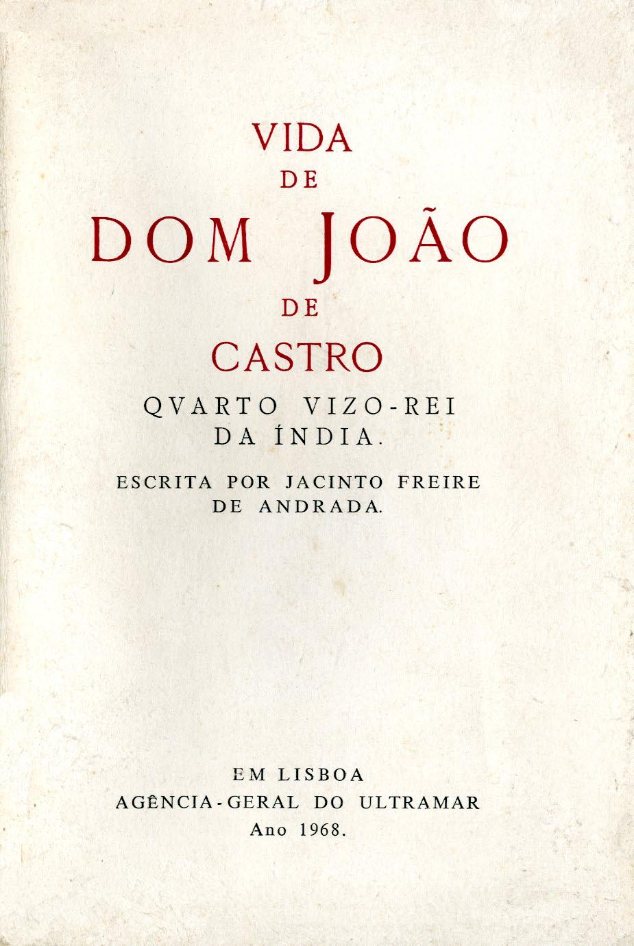 VIDA DE DOM JOAO DE CASTRO
